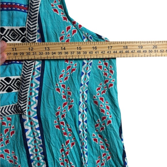 New Directions Teal and Navy Striped Tank Top Size small bohemian sleeveless top - Picture 7 of 8